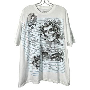 Liquid Blue The Grateful Dead Y2K White Notebook Paper Graphic Skull Band Tee 2X